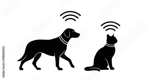 Pet Tracking System with Dog and Cat Icons