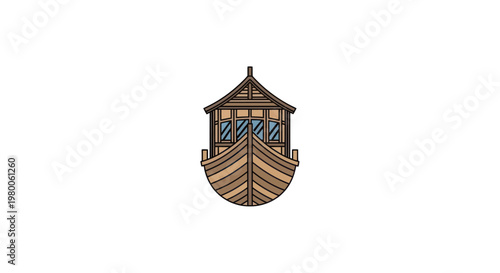 A simple illustration of an ancient wooden ark or boat.