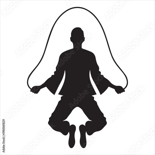 bold black silhouette of person skipping rope exercise