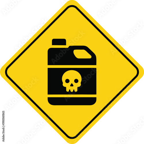 Hazardous chemical warning sign skull and crossbones symbol on a jerrycan danger alert for toxic substances vector illustration