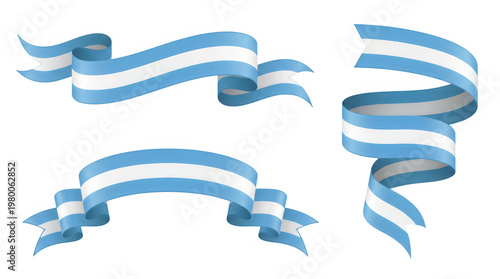 Argentina flag ribbon banners set in watercolor style isolated on transparent background