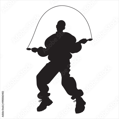minimal silhouette figure doing jump rope cardio workout