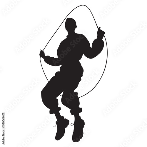 minimal silhouette figure doing jump rope cardio workout