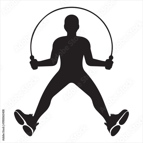 minimal silhouette figure doing jump rope cardio workout