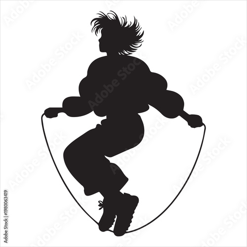 minimal silhouette figure doing jump rope cardio workout