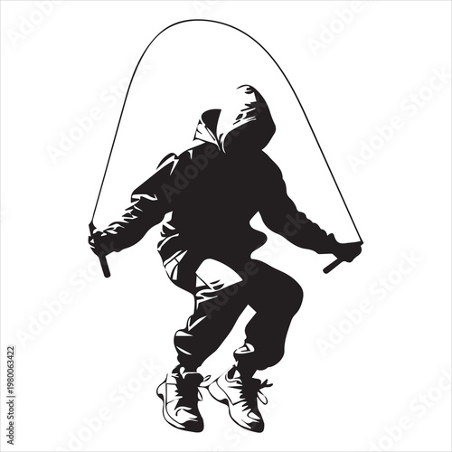 minimal silhouette figure doing jump rope cardio workout