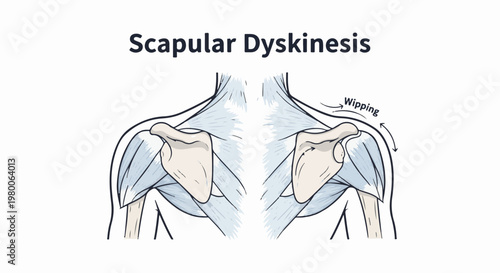 Anatomical illustration of shoulder blade movement and muscle action