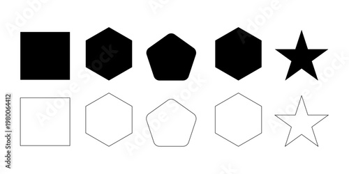 quadrangle, pentagon, hexagon, octagon icon. vector geometry pentagonal, hexagonal, octagonal polygon. five, six, eight sided polygon lines, vector