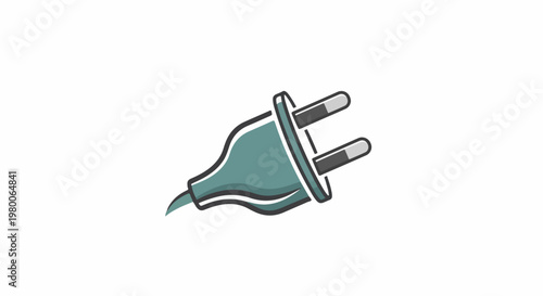Stylized electrical plug with two prongs and a cord