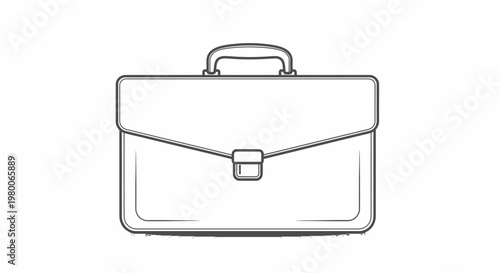 Briefcase icon rendered in a clean minimalist line art style represents professional business equipment and serves as a classic symbol for corporate identity, meetings, and workplace organizational.