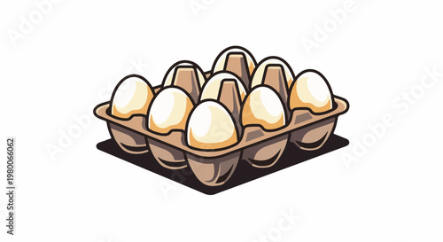 Carton of nine light yellow eggs with brown cardboard dividers