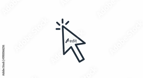 Stylized cursor icon with pencil and text "edit" for editing