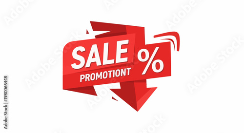 Red banner with white text "SALE %" and "PROMOTIONT" with downward arrows