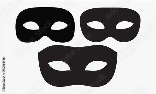 Minimalist Black Carnival Mask with Smooth Finish, Transparent