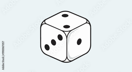 A single white die with black dots showing the numbers two, three, and four