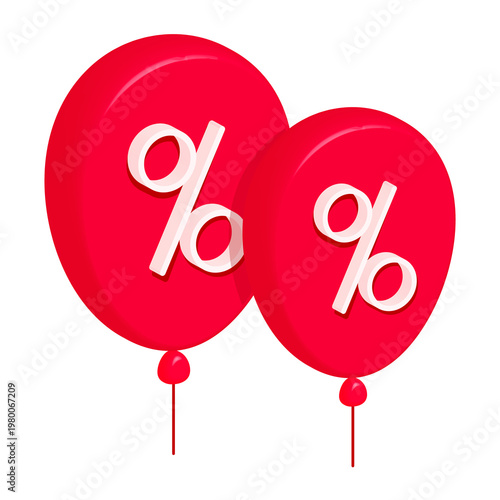 Red Percentage Balloons for Discount Promotion for Sale