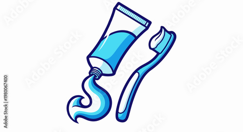 A cartoon toothbrush with toothpaste being squeezed onto it