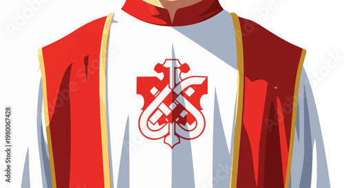 Clerical garment with red stole and emblem