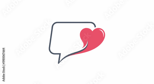 A speech bubble with a pink heart icon