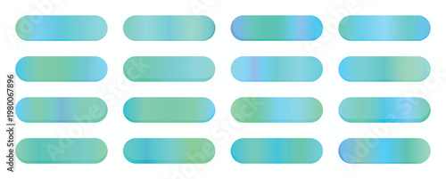Buttons presented in a structured grid utilize cool cyan and mint gradient fills for professional web interface design and functional software navigation systems.