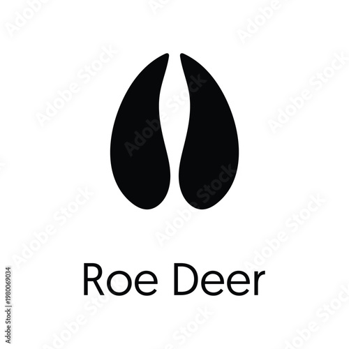 Roe Deer Footprint Paw Print Silhouette Vector Icon Black Isolated Wildlife Track Symbol
