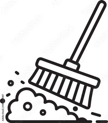 Minimalist Broom Sweeping Dust Vector Icon - Cleaning Service and Household Maintenance Concept