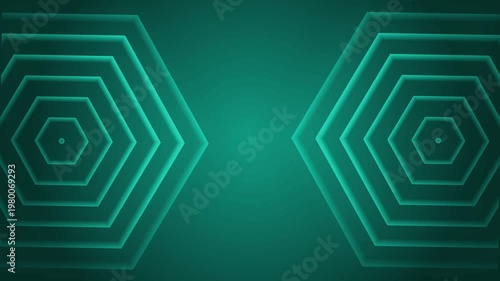 Glowing hexagon mirror background shape line animation
