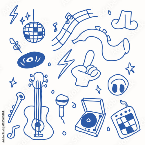 hand drawn music doodle illustration