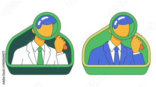Professional investigator with magnifying glass vector illustration for financial research and analysis