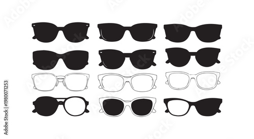 Bild auf Leinwand Collection of sunglasses silhouettes and outlines, various styles