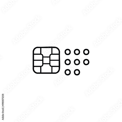 Chip and pin payment icon black and white vector illustration for secure digital transactions