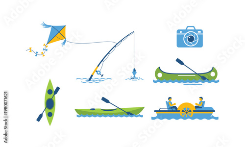 A collection of fun outdoor water activities and equipment