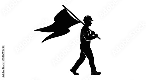 Protest, activist, flag, silhouette, black, vector icon, demonstration, activism, politics, social movement