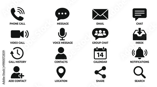 Smartphone icons and symbols.