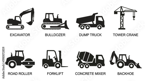 Heavy Construction Machinery Equipment Vehicles.