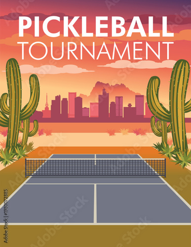 Phoenix Pickleball Tournament Template Vector Illustration