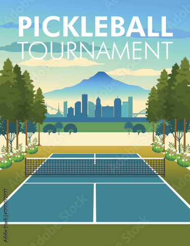 Portland Pickleball Tournament Template Vector Illustration
