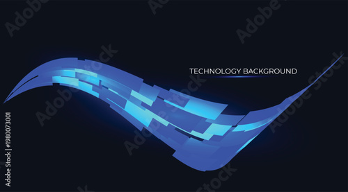 Innovative dynamic blue wave data transmission with flowing luminous squares grids simulating moving streams. Surging waves para fintech, AR y tech visuals. Ui, ux, design IT, technology. Futuristic