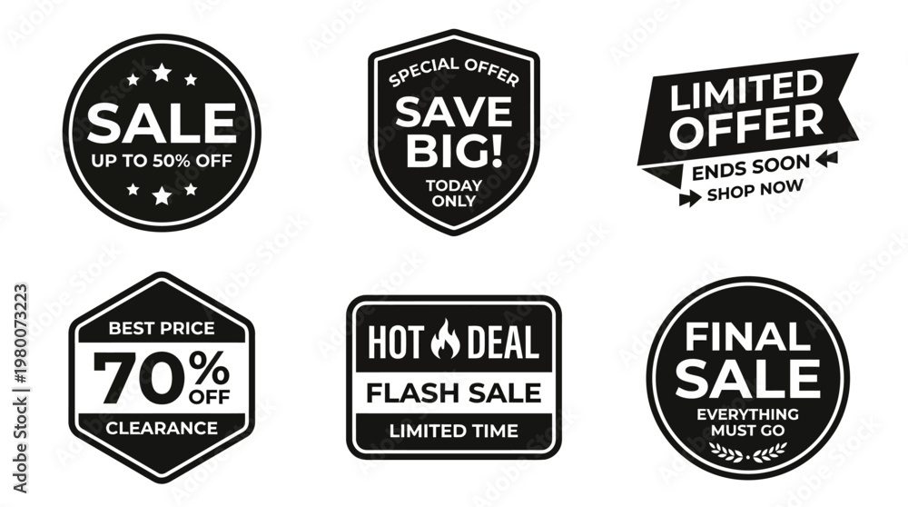 Fototapeta premium Black and white sale labels.