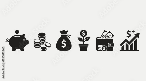 Financial icons for business and money.