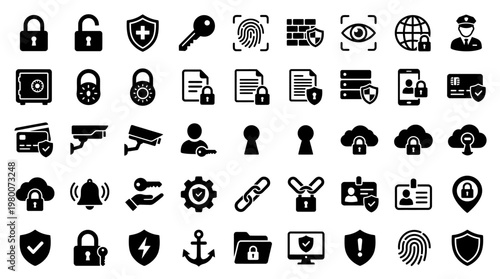 Security icons and symbols collection.