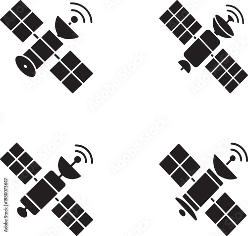A professional set of vector icons for web and business design featuring black pixel symbols for internet communication and game patterns inside a crossword box illustration