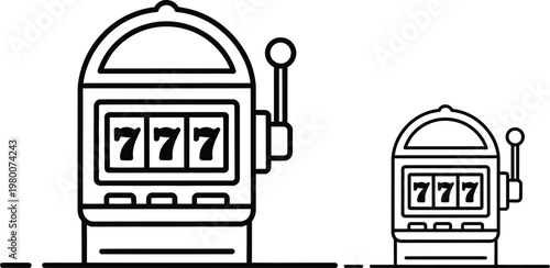 Casino slot machines, jackpot winners, 777, gambling icons, vector graphics