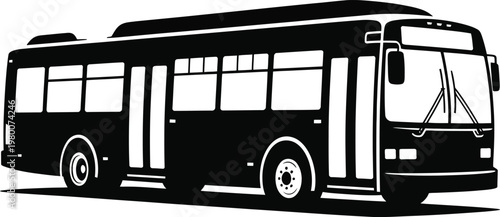 Foto City Bus, Public Transportation, Vector Illustration, Black and White
