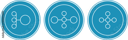 round touch-style buttons, link and connect, signature coin icons