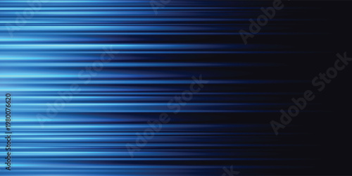 Blue lights for futuristic internet and business concept, movement motion blurry technology background. 3d illustration.