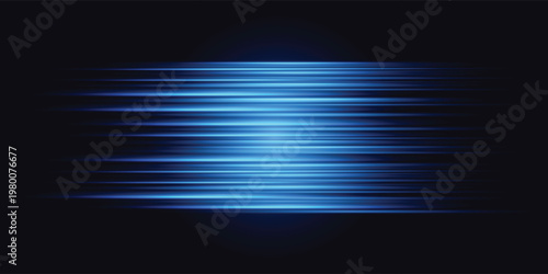 Blue lights for futuristic internet and business concept, movement motion blurry technology background. 3d illustration.