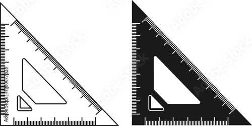 Two triangle rulers a black and white illustration of drafting tools