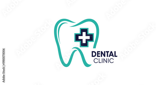 Modern Dental Clinic Logo Design with Tooth and Medical Cross Symbol