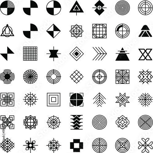 Abstract geometric patterns and symbols collection pack